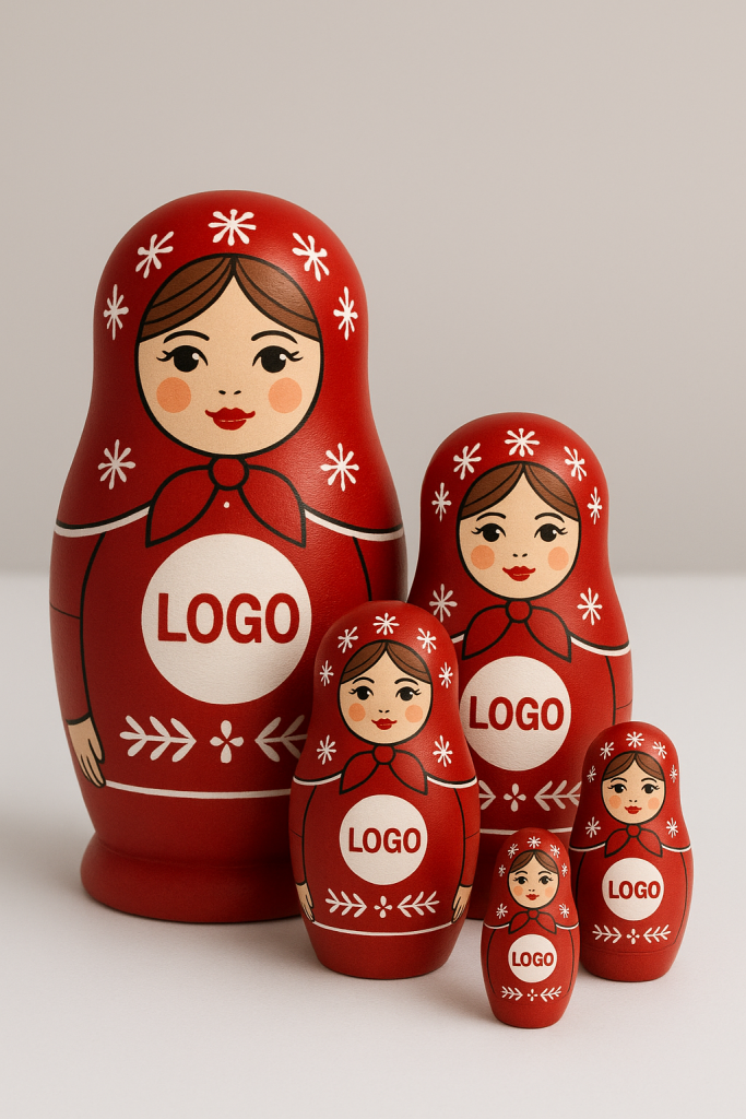Christmas corporate gift idea: custom matryoshka dolls with logo