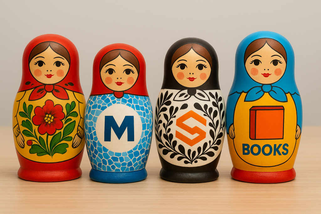 Custom corporate matryoshka dolls designed with company logos