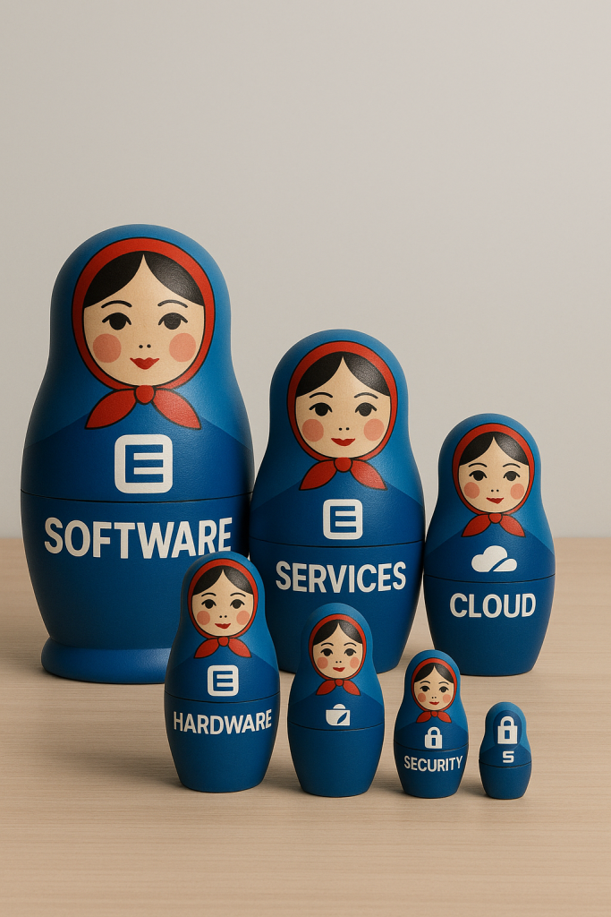 ustom matryoshka doll with corporate logo and branding colors