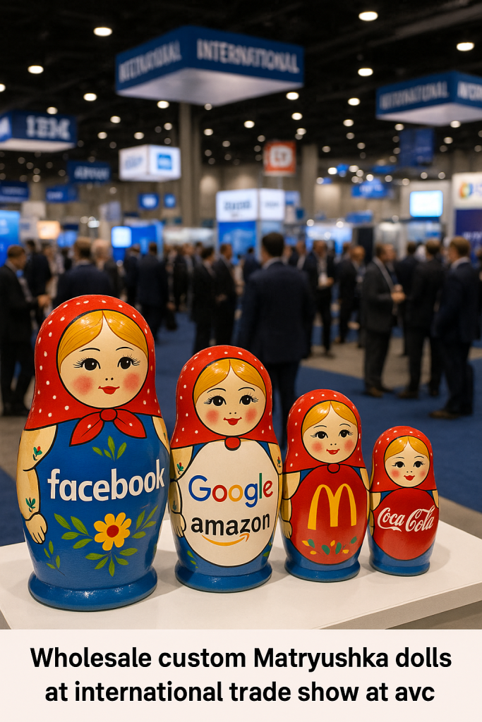 Wholesale custom matryoshka dolls with company logos at international trade show