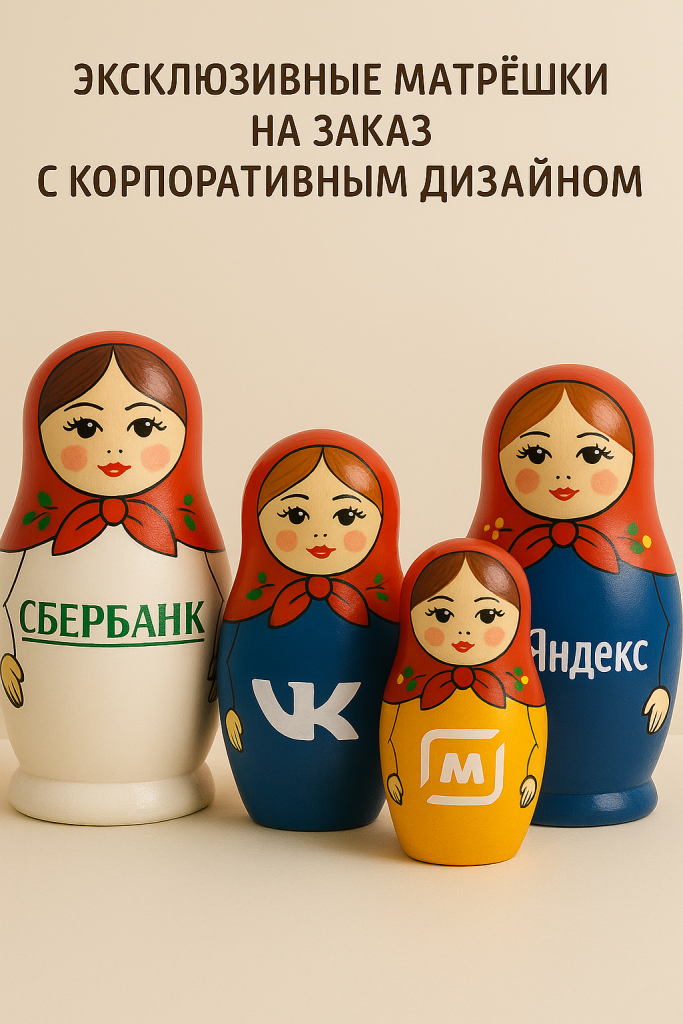 Эксклюзивные матрешки на заказ с корпоративным дизайном