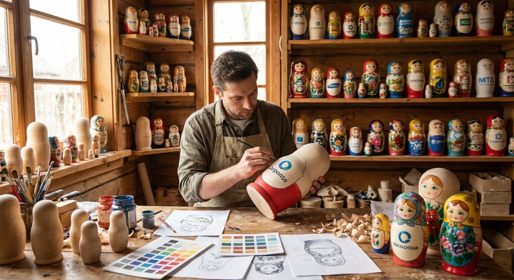 разработка дизайна матрешки с логотипом 